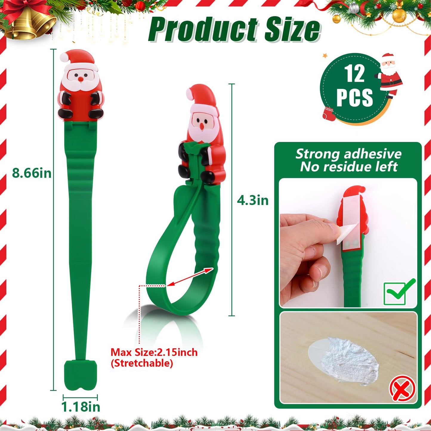 ππ
Santa Claus Adhesive Hooks (12-Pack) β no drills, no nails, just peel, stick, and hang