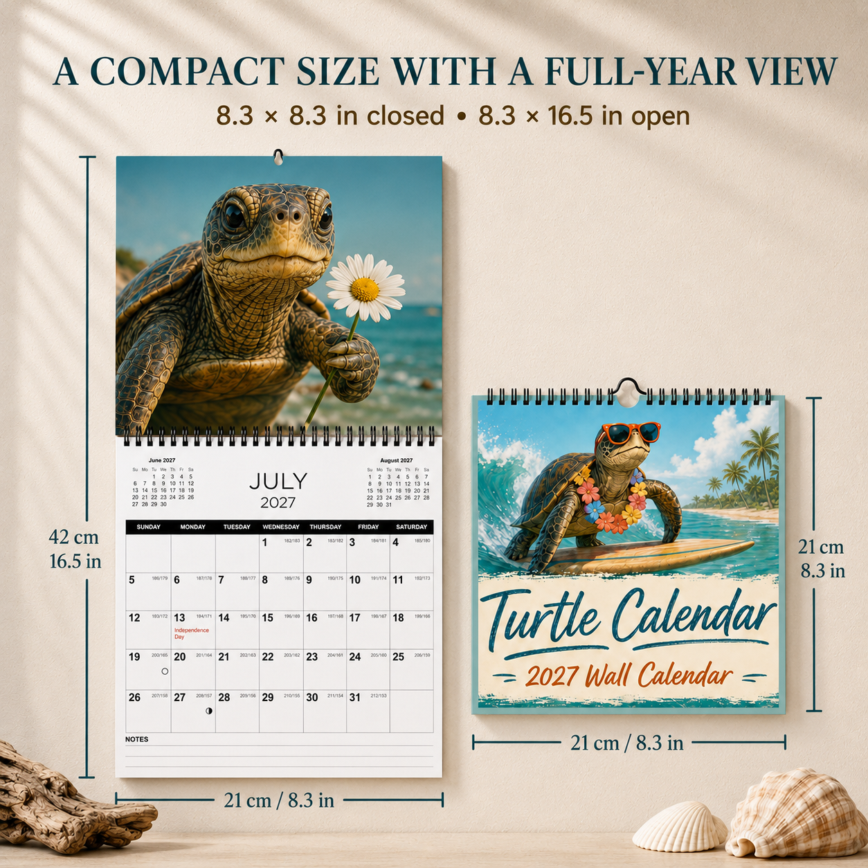🐢 Ride the Waves Through 2027|Turtle Wall Calendar