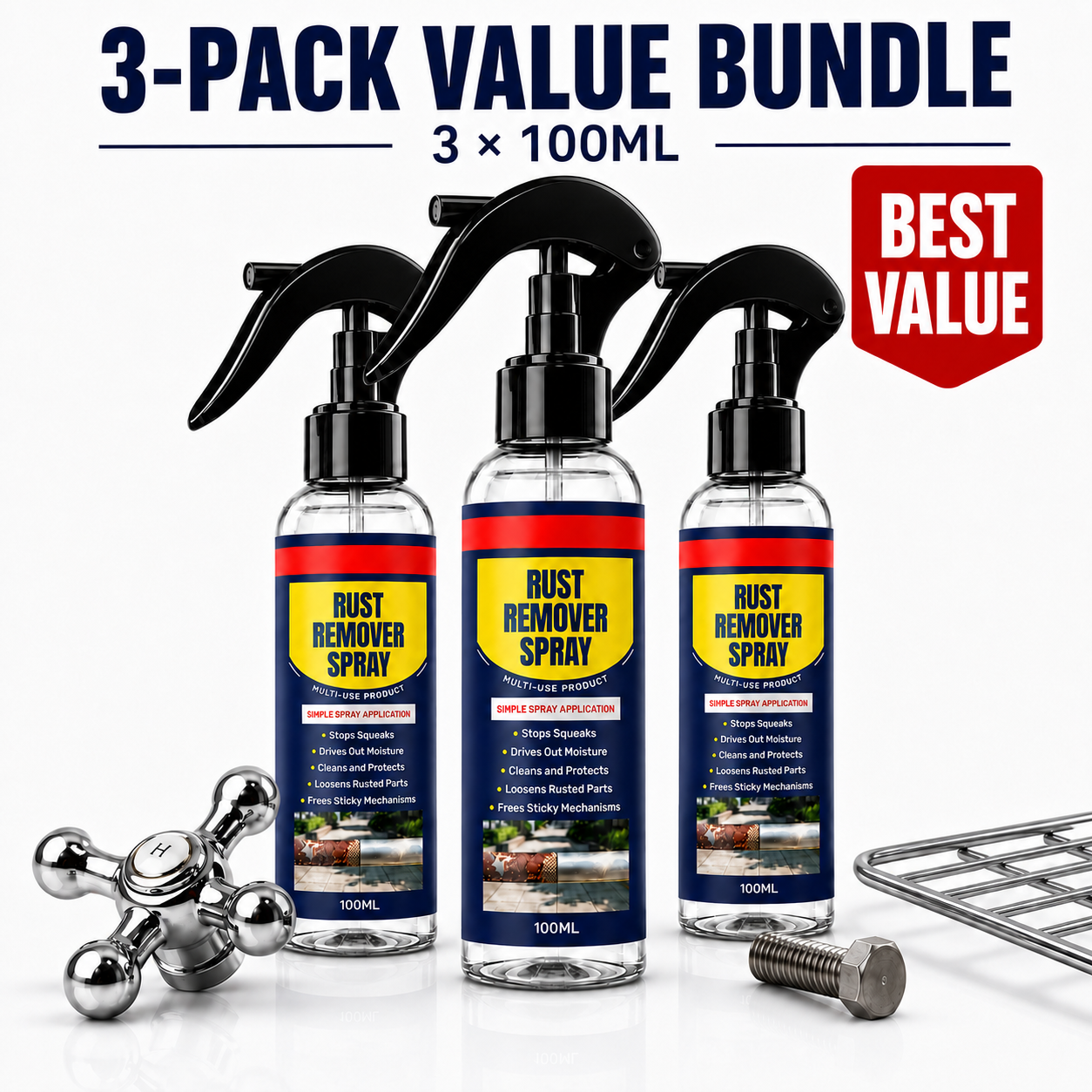 š„Rust Remover Spray ā MultiāUse Metal Care for Taps, Fixtures, Hinges & Outdoor Grills