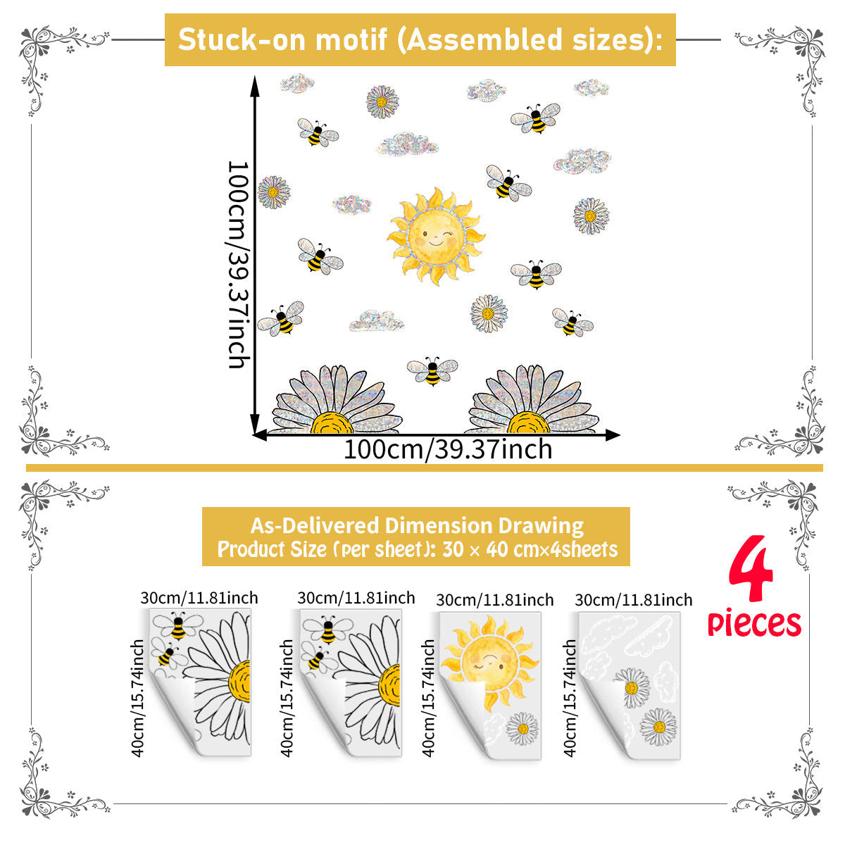 Bee Prism Effect Window Sticker