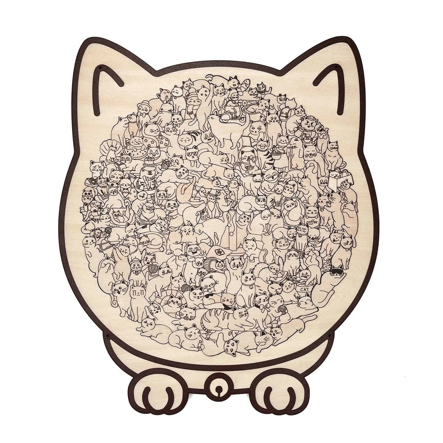 Cat Shaped Wooden Jigsaw Puzzle