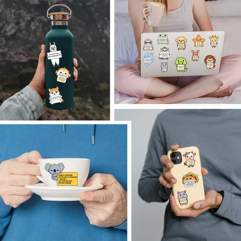 50 Pcs/1 Pack🤗 Positive Emotional Support Buddies Stickers – Inspirational, Waterproof & No Residue🎁 Uplifting Gifts for Kids, Teens, Coworkers & Yourself 😻
