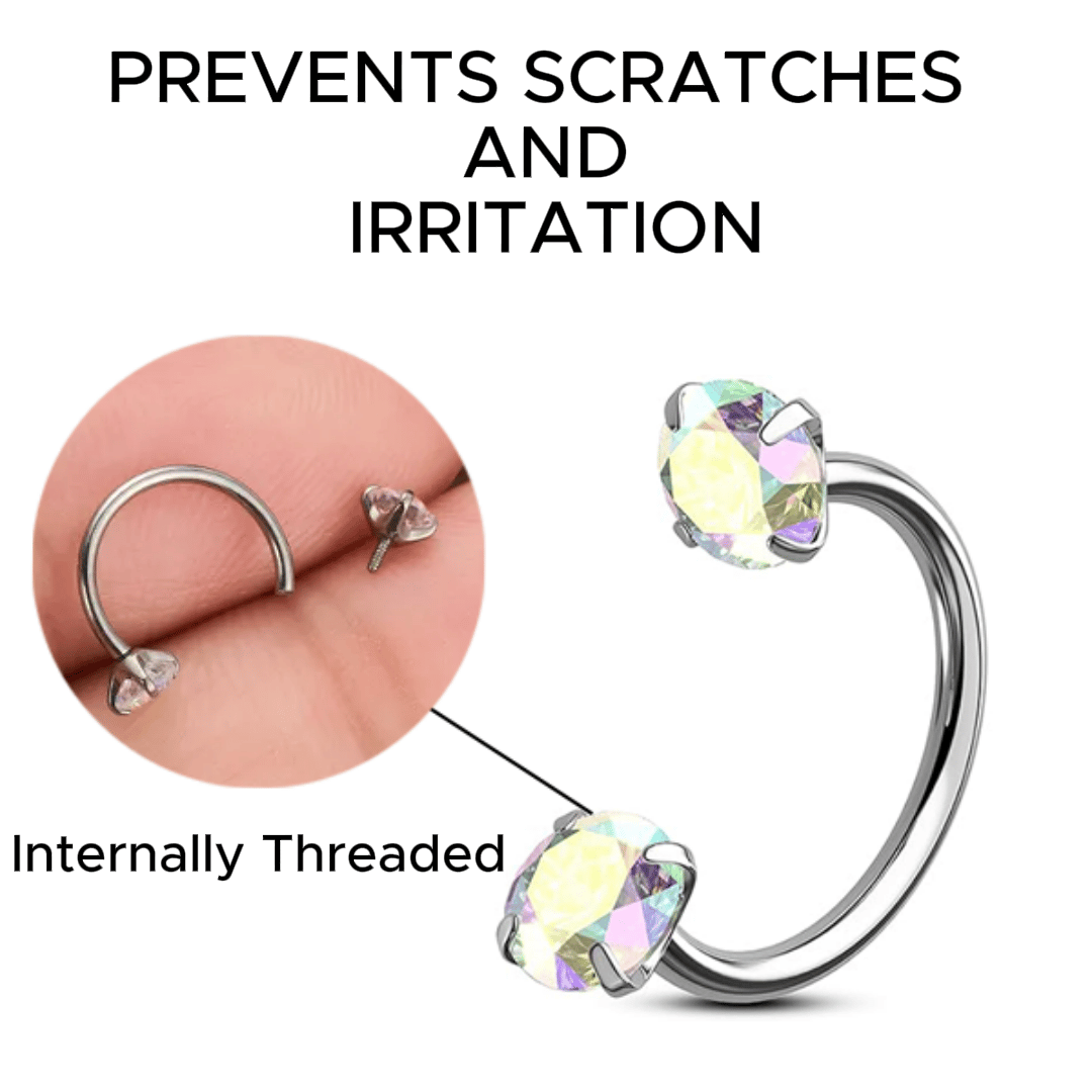 🔥Last Day 50% OFF - Horseshoe Gem Nose Ring – Internally Threaded & Comfortable