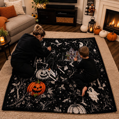🎨Halloween Colouring Sherpa Blanket| Washable, Reusable, DIY Spooky Decor & Family Craft Gift