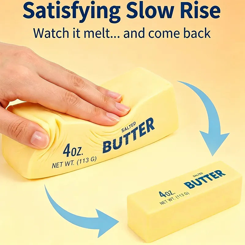 🧈Crunchy Sound Butter Bar Squishy Toy, Soft Squeeze Fidget Toy for Stress Relief, Sensory Desk Relaxation Gift for Teens Adults