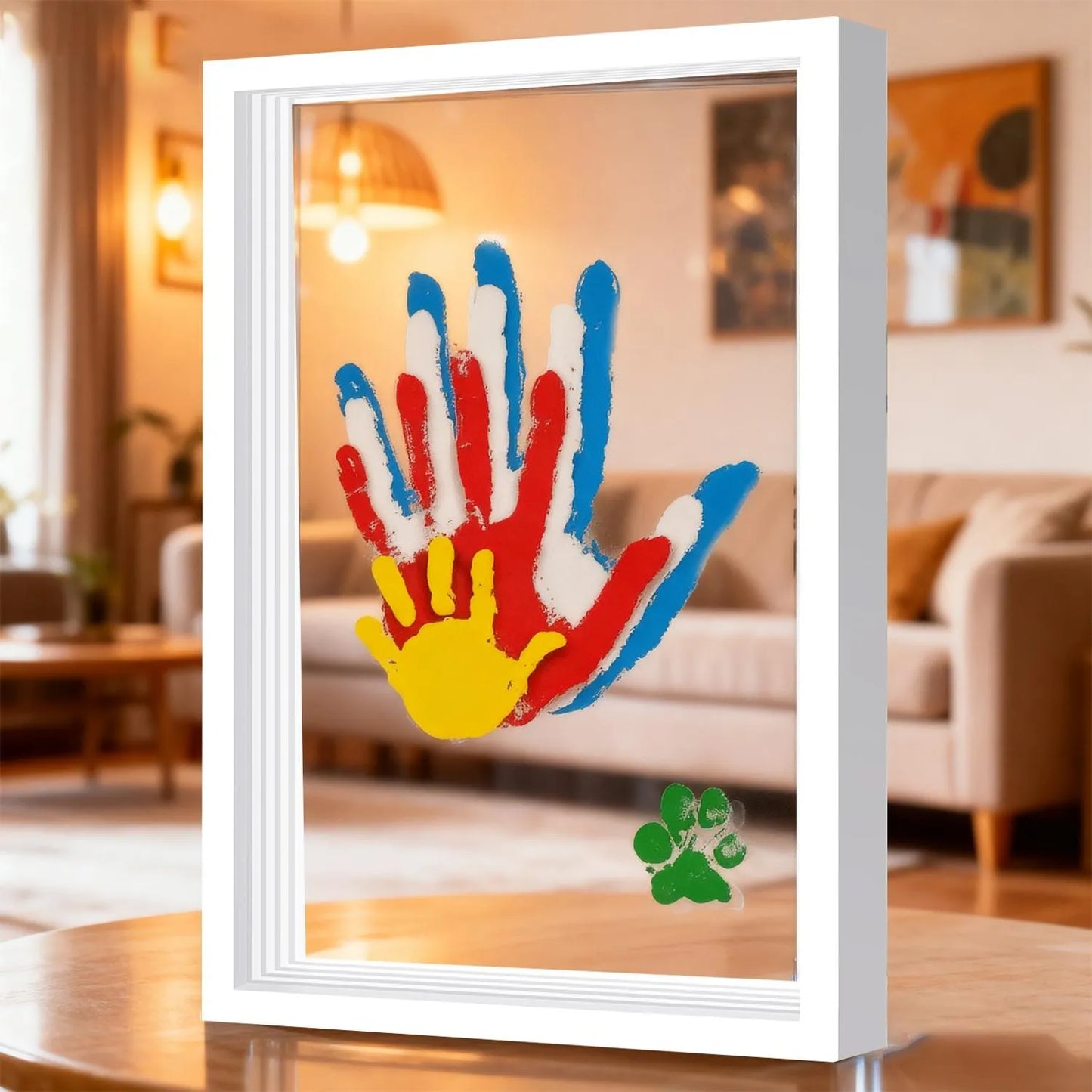 Wooden Transparent Handprint Frame Set, DIY Family Memorial Gift Kit