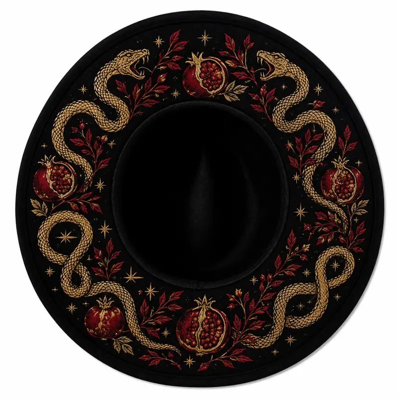 🎃 Gothic Embroidered Wide Brim Fedora Hat 🖤🌙