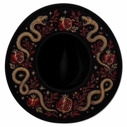 🎃 Gothic Embroidered Wide Brim Fedora Hat 🖤🌙