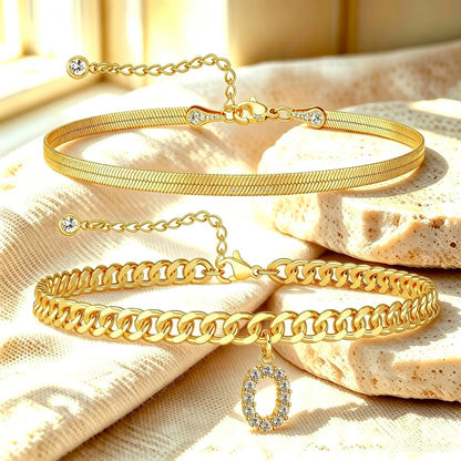 ✨ Gold Initial Anklet – 14K Gold Plated, Waterproof Adjustable Letter Pendant, Stackable Beach Jewelry