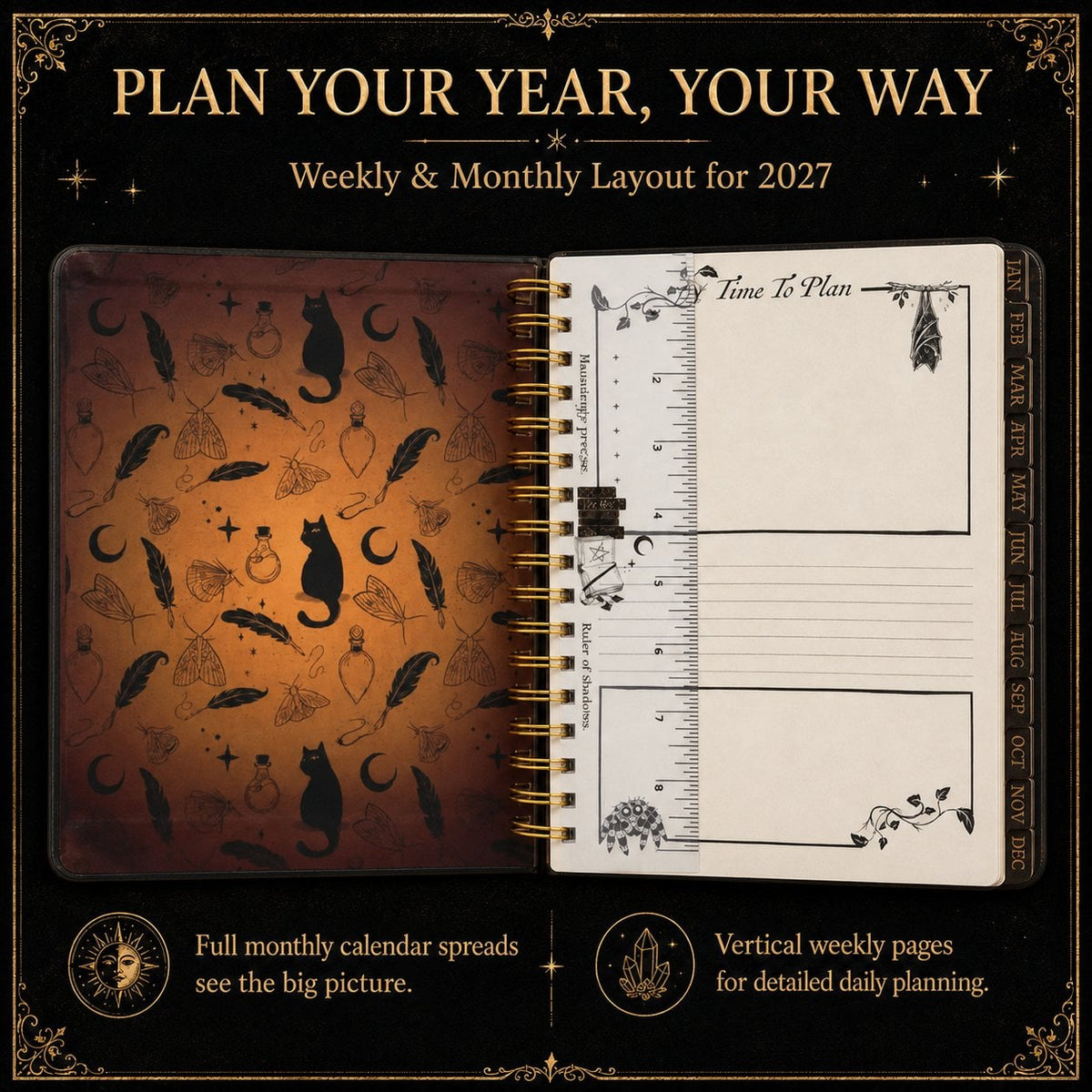 ✍️📕Waiting for the Night: The Witching Hour 2027 Weekly Planner🖤Gothic Romance & Practical Magic for the Year Ahead.