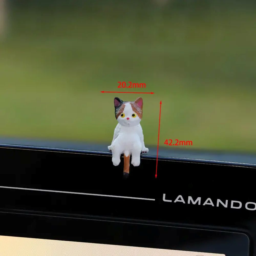Hand-Painted Mini Cat Desk Figurines - Set of 5 Cute Cartoon Kitty Com