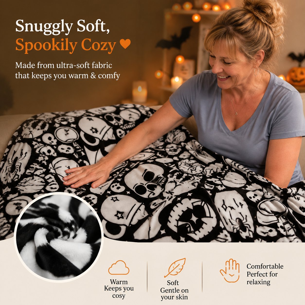 🎨Halloween Colouring Sherpa Blanket| Washable, Reusable, DIY Spooky Decor & Family Craft Gift