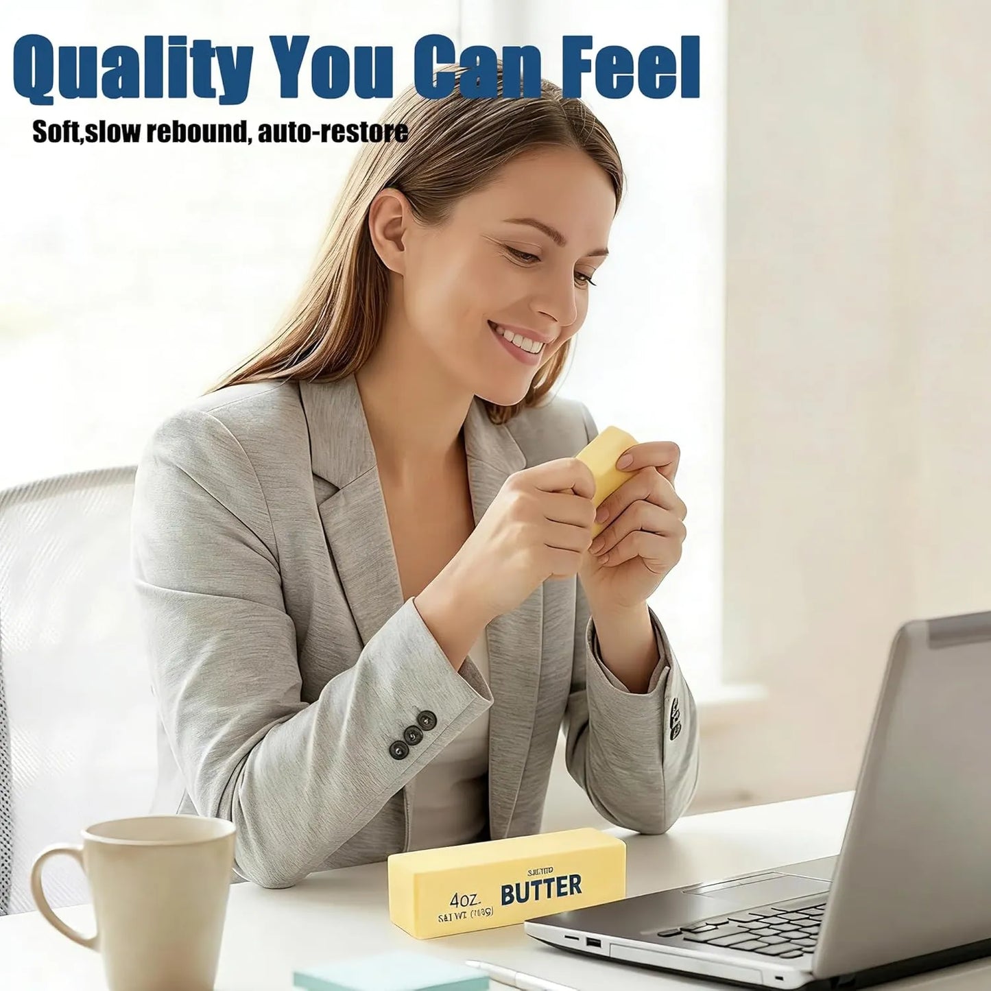 🧈Crunchy Sound Butter Bar Squishy Toy, Soft Squeeze Fidget Toy for Stress Relief, Sensory Desk Relaxation Gift for Teens Adults