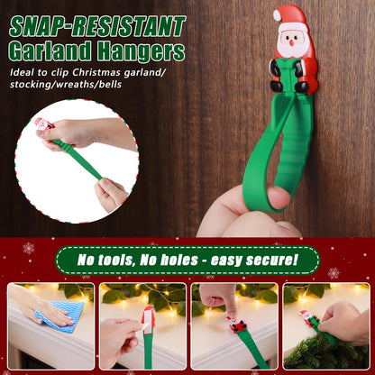 🎄🎅 Santa Claus Adhesive Hooks (12-Pack) — no drills, no nails, just peel, stick, and hang