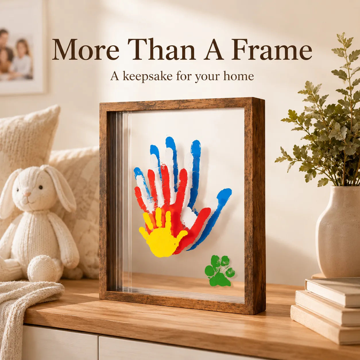 Wooden Transparent Handprint Frame Set, DIY Family Memorial Gift Kit