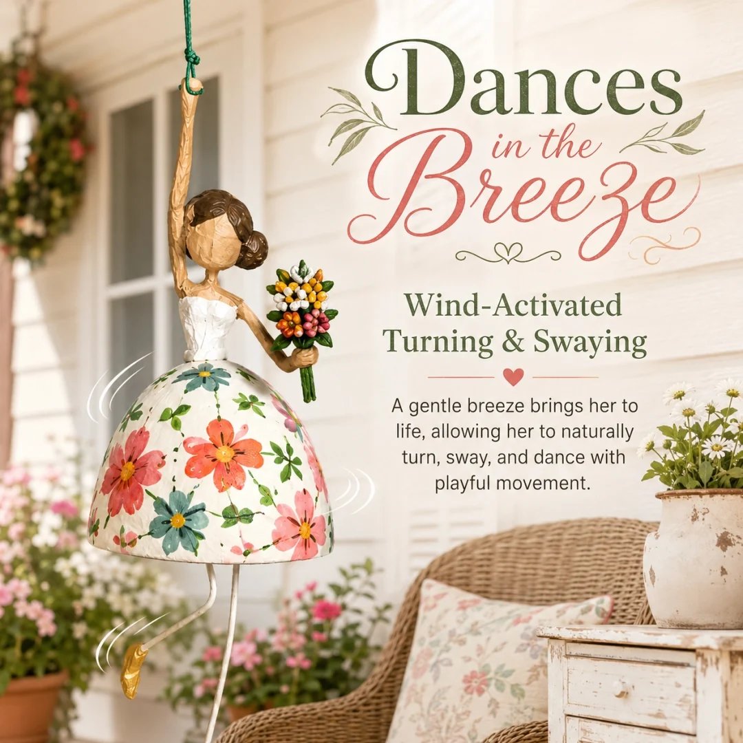 🌸 Whimsical Dancing Lady Hanging Ornament | Vintage Folk-Art Décor with Wind-Activated Swaying Design & Playful Dangling Details ✨