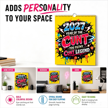 2027 Year of the Cunt Wall Calendar – Bold Graffiti Humor Calendar📆🌟