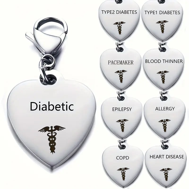 🔥💝Unique Heart-Shaped Medical ID Pendant Keyring🏥