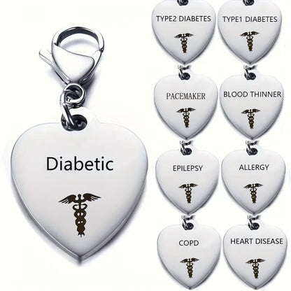 🔥💝Unique Heart-Shaped Medical ID Pendant Keyring🏥