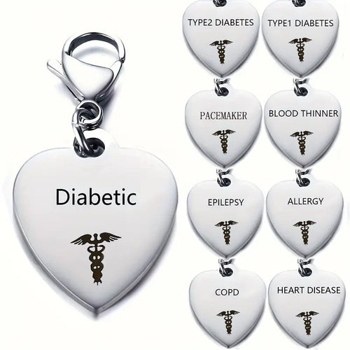 🔥💝Unique Heart-Shaped Medical ID Pendant Keyring🏥
