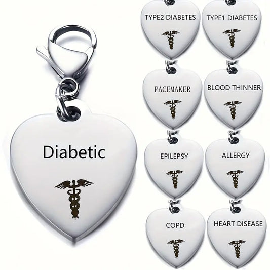 🔥💝Unique Heart-Shaped Medical ID Pendant Keyring🏥