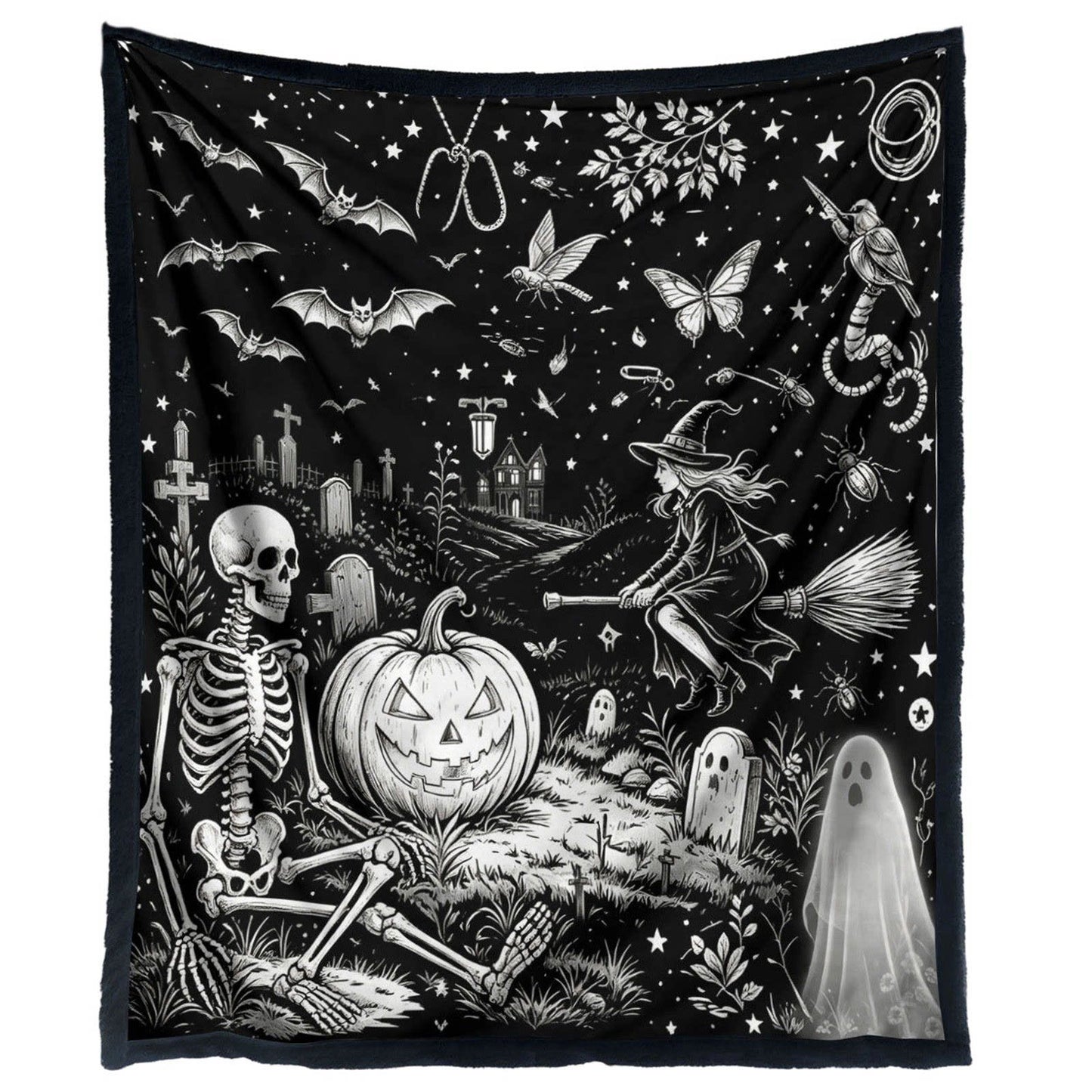 🎨Halloween Colouring Sherpa Blanket| Washable, Reusable, DIY Spooky Decor & Family Craft Gift