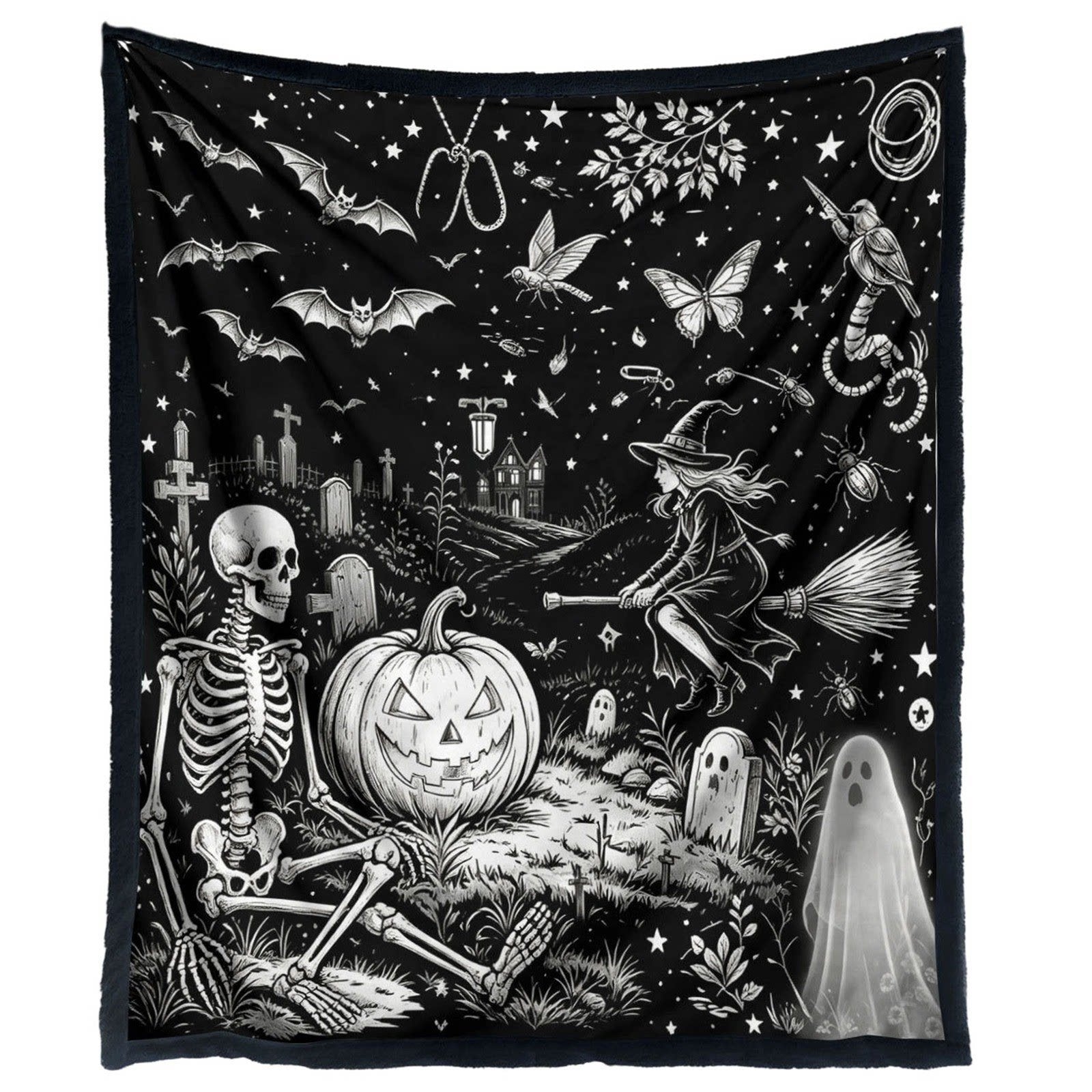 🎨Halloween Colouring Sherpa Blanket| Washable, Reusable, DIY Spooky Decor & Family Craft Gift