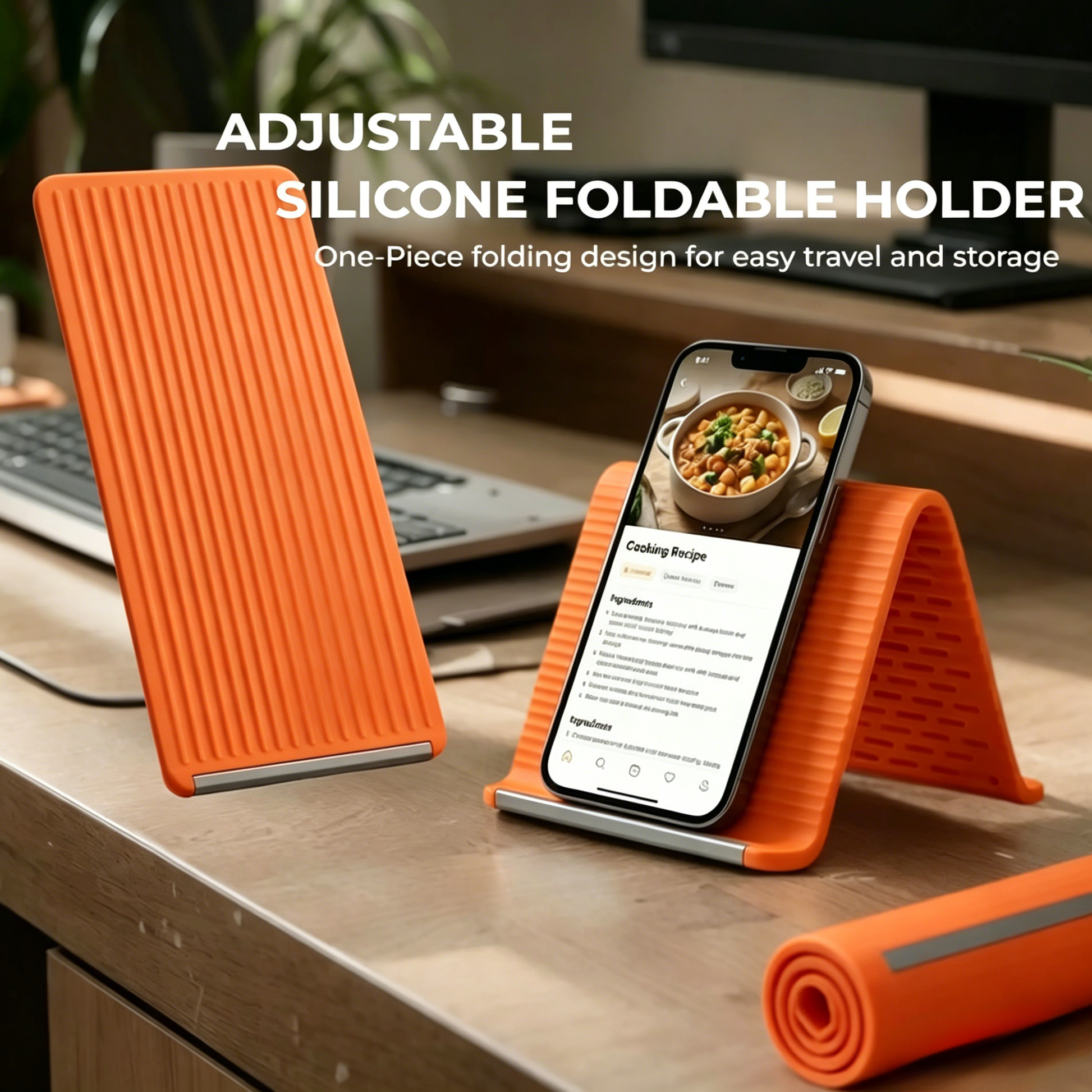 Flexible Silicone Aluminum Phone Holder Stand - Bendable Rollable Foldable Design
