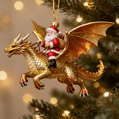 🐲🦖Santa Claus Riding a Dragon Ornament