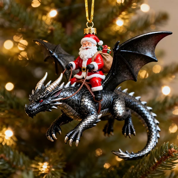 🐲🦖Santa Claus Riding a Dragon Ornament