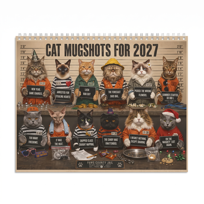 😂Funny Cat Mugshots 2027 Calendar