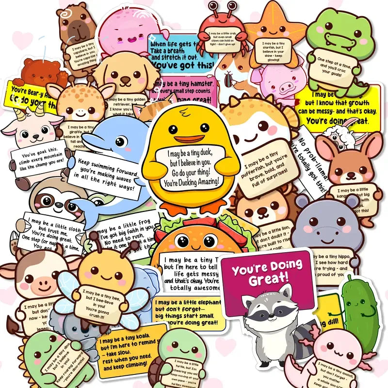 50 Pcs/1 Pack🤗 Positive Emotional Support Buddies Stickers – Inspirational, Waterproof & No Residue🎁 Uplifting Gifts for Kids, Teens, Coworkers & Yourself 😻