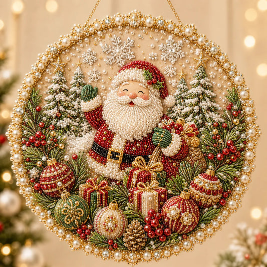 🌸🌻🍂🎄✨ Four Seasons & Holiday Pearl Art Hanging Wreath Kit | Luxury Flocked Canvas with Scratch-Resistant Non-Fading Pearl Beads DIY Handmade Seasonal Decor 💎