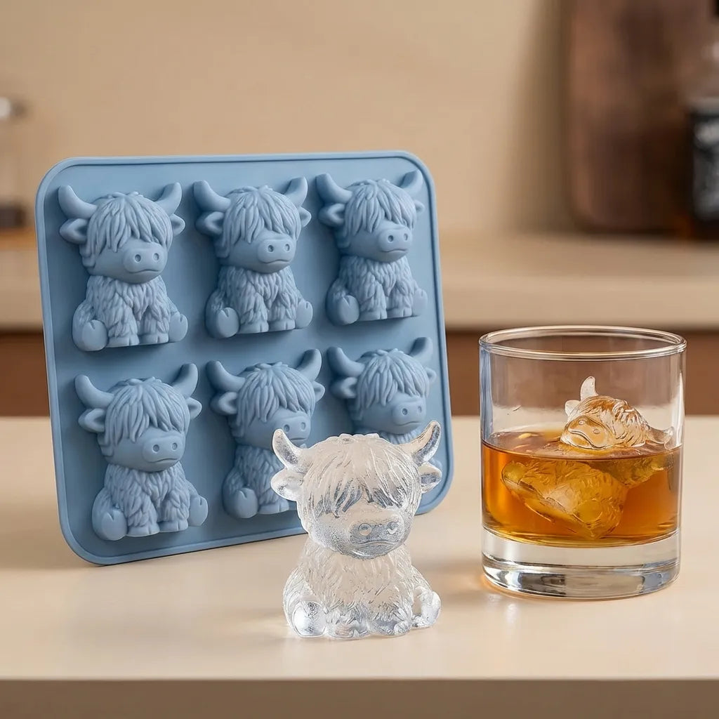 🐮 Mini Highland Cow Ice Cube & Dessert Mold 🧊🍪(2 PCS)
