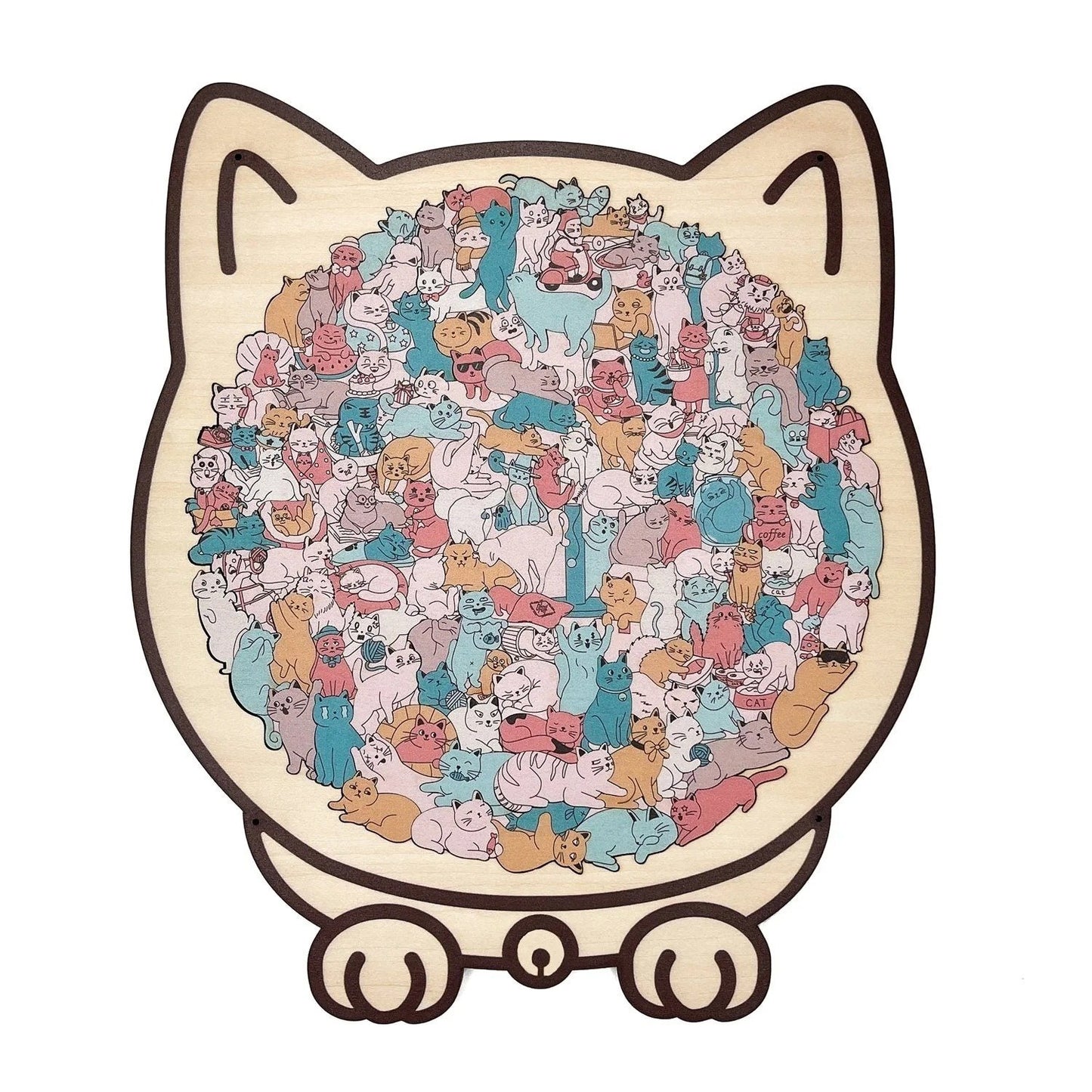 Cat Shaped Wooden Jigsaw Puzzle