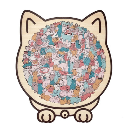 Cat Shaped Wooden Jigsaw Puzzle