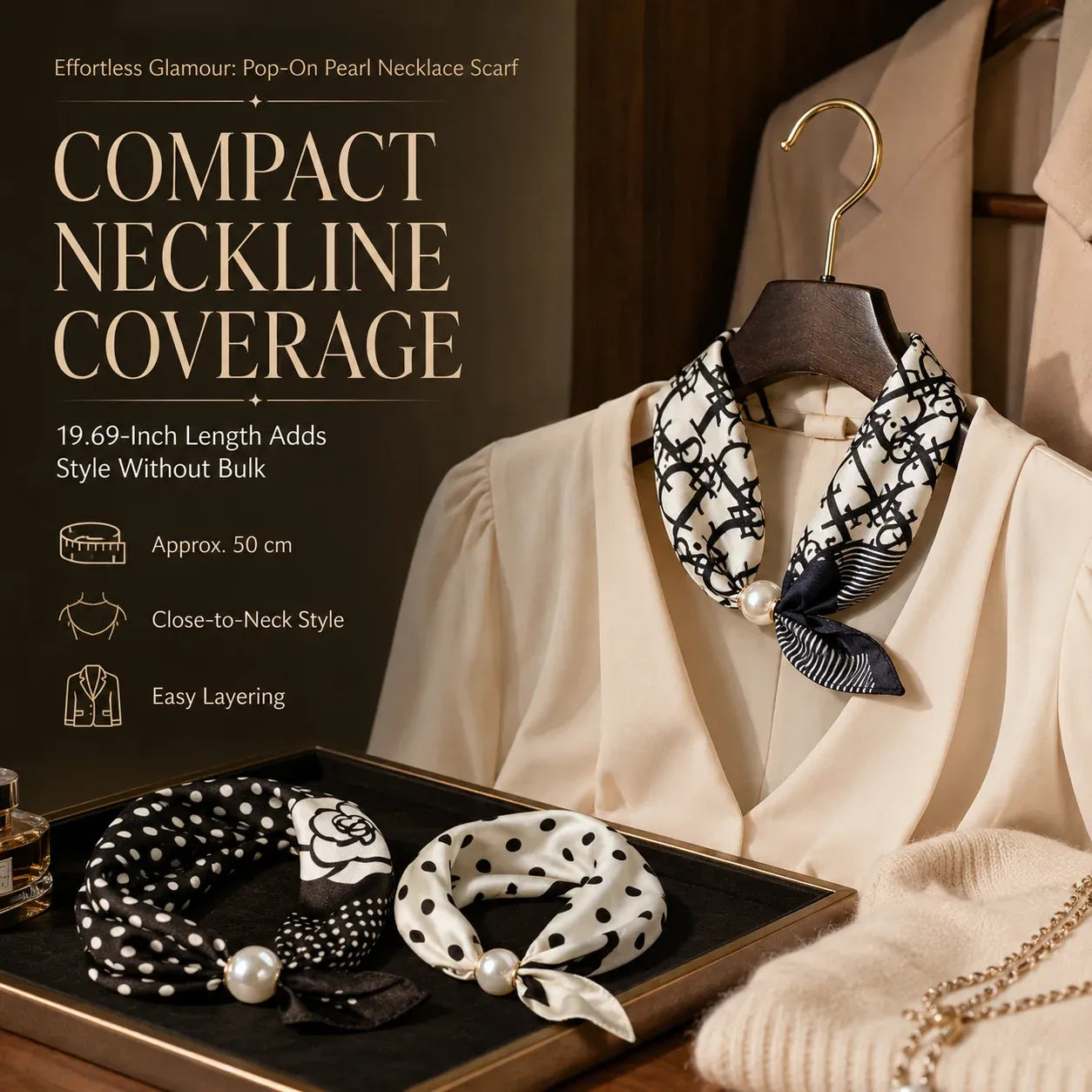 🏆25K+ SOLD 🔥2026 HOT SALE ✨ Effortless Glamour: Pop-On Pearl Necklace Scarf 🧣