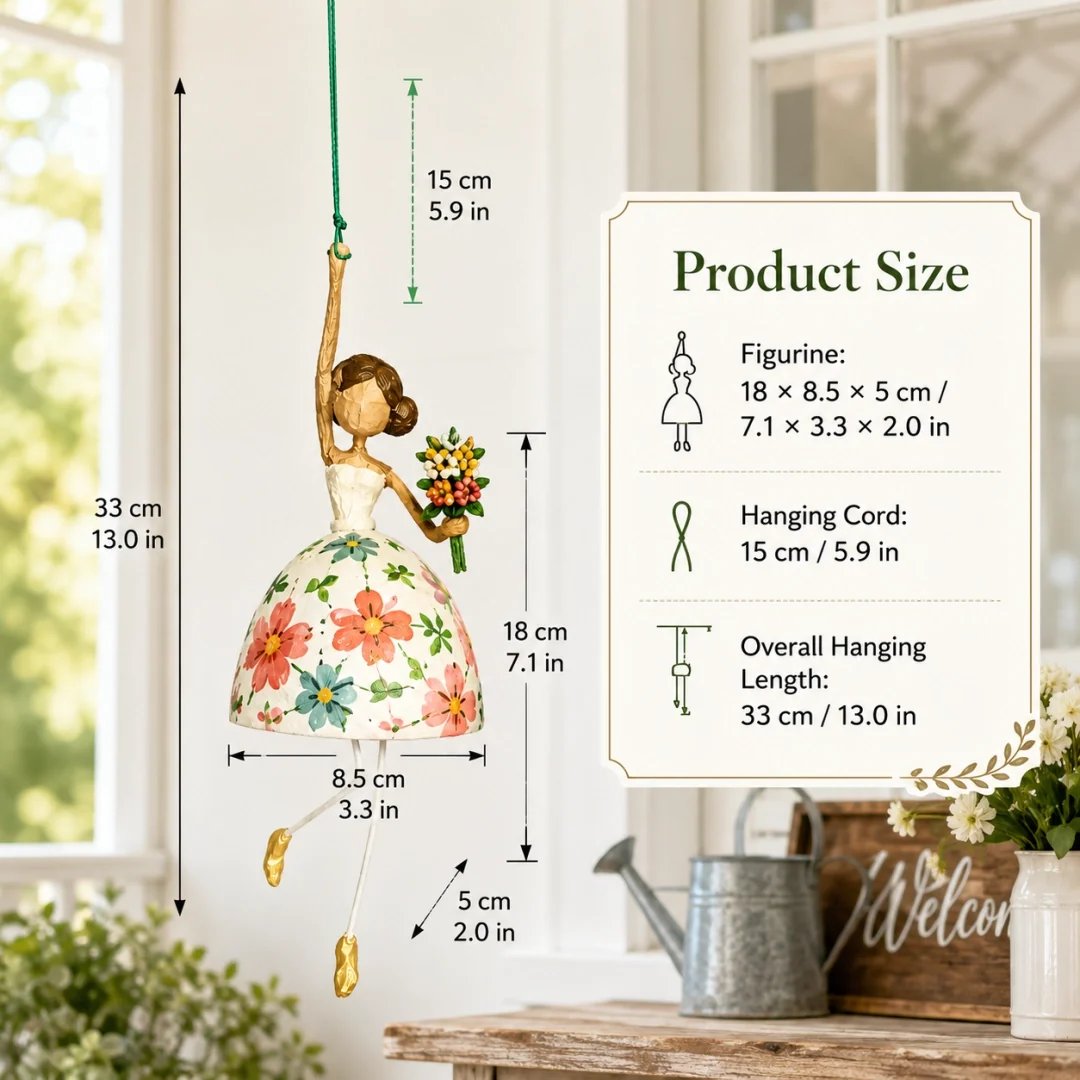 🌸 Whimsical Dancing Lady Hanging Ornament | Vintage Folk-Art Décor with Wind-Activated Swaying Design & Playful Dangling Details ✨