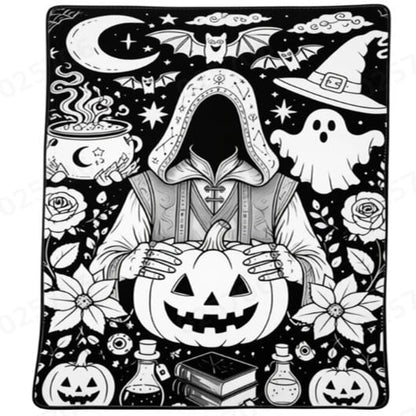 🎨Halloween Colouring Sherpa Blanket| Washable, Reusable, DIY Spooky Decor & Family Craft Gift