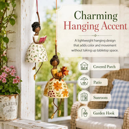 🌸 Whimsical Dancing Lady Hanging Ornament | Vintage Folk-Art Décor with Wind-Activated Swaying Design & Playful Dangling Details ✨