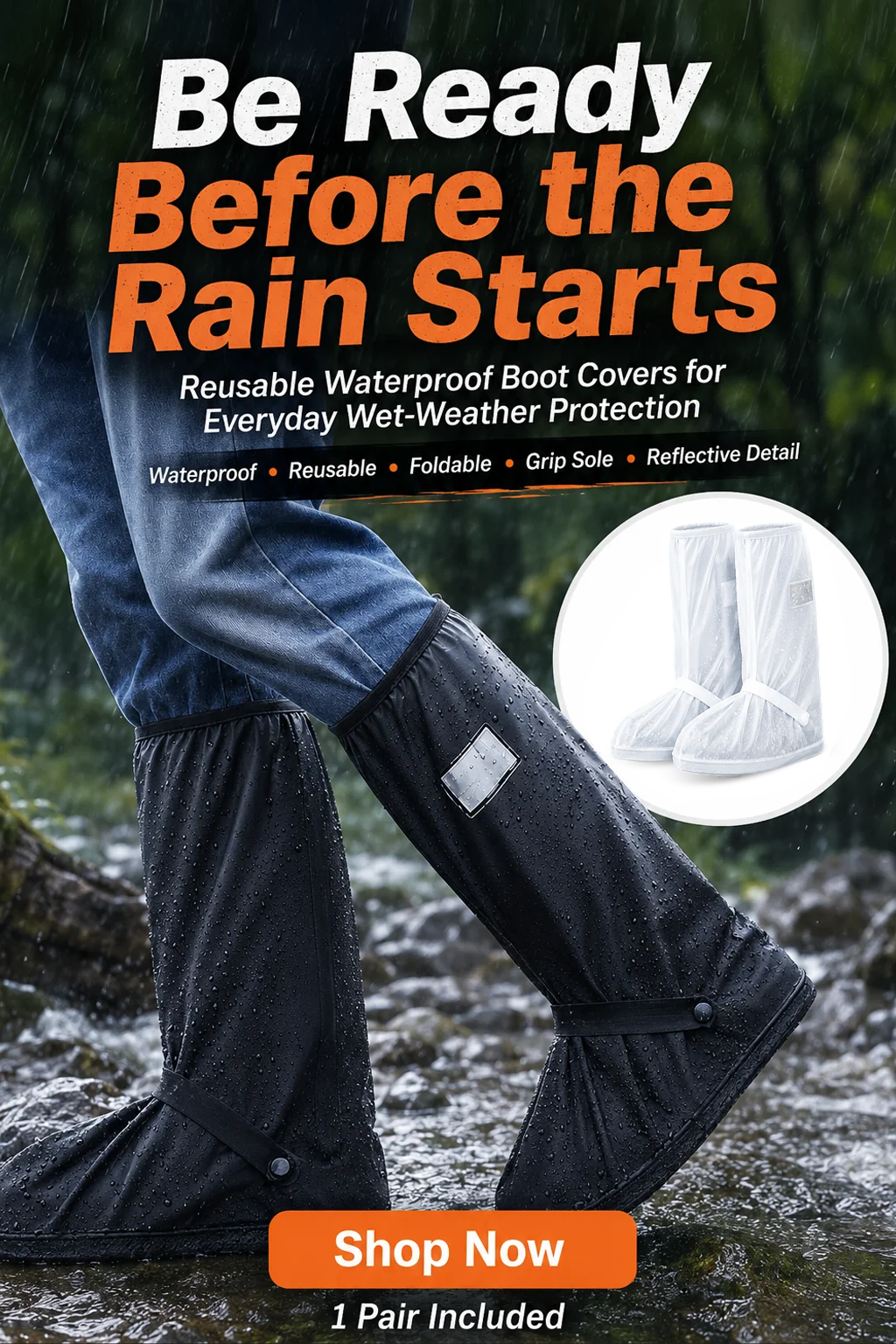 🌧️ Reusable Waterproof Boot Covers for Rain, Mud & Snow