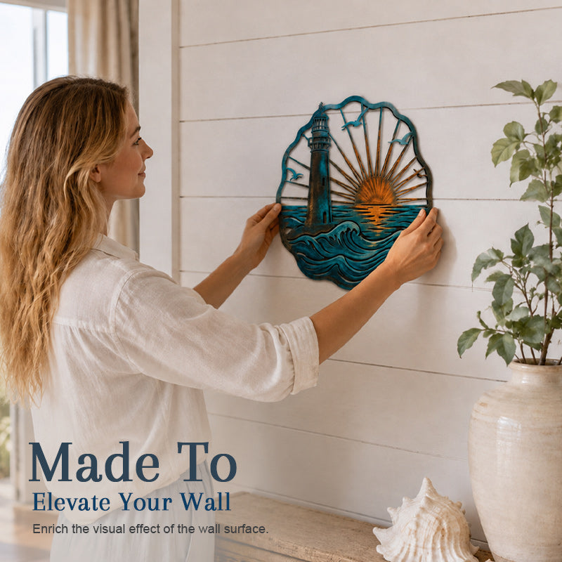 🌅 Golden Harbour Mural – Vintage Coastal-Style Metal Wall Decoration⚓