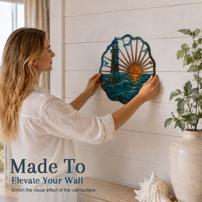 🌅 Golden Harbour Mural – Vintage Coastal-Style Metal Wall Decoration⚓