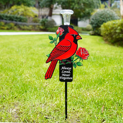 🎖️Solar Cardinal Memorial Stakes for Graves - Metal Cemetery Decorations with LED Light