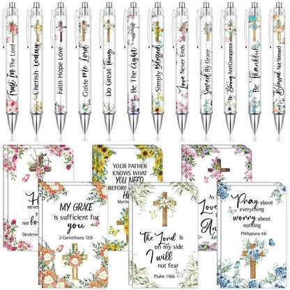 ✝️Christian Gifts Set: Motivational Pens & Bible Verse Notebooks – Inspire Your Faith Journey🌸
