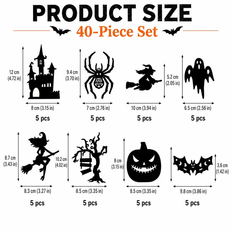 Halloween LED Silhouette Wall Light Stickers, Battery Powered Peel & Stick Decor Lights🎃