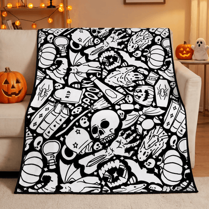 🎨Halloween Colouring Sherpa Blanket| Washable, Reusable, DIY Spooky Decor & Family Craft Gift
