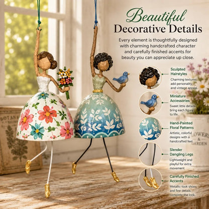 🌸 Whimsical Dancing Lady Hanging Ornament | Vintage Folk-Art Décor with Wind-Activated Swaying Design & Playful Dangling Details ✨