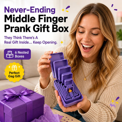 🖕Nested Middle Finger Prank Gift Box, 6-Layer Never Ending Surprise Gag Box
