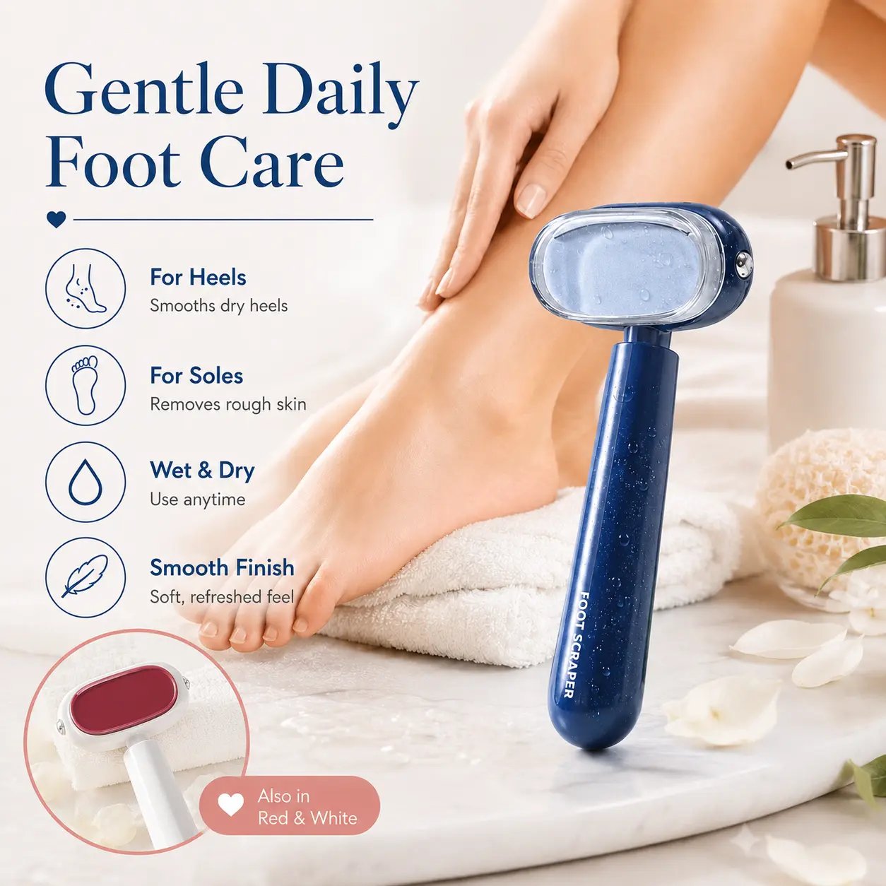 🔥Last Day 50% OFF - Dual‑Sided Foot Callus Remover, Replaceable Stainless Steel Blade Foot Scraper 🦶